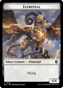 Elemental // Cat Double-Sided Token - Commander: Bloomburrow (BLC) #4 // 26 - Token Magic: The Gathering Trading Card