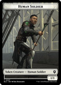 Human Soldier // Wolf (0035) Double-Sided Token - Commander: Bloomburrow (BLC) #7 // 35 - Token Magic: The Gathering Trading Card
