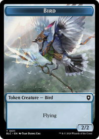 Bird (0011) // Shark Double-Sided Token - Commander: Bloomburrow (BLC) #11 // 16 - Token Magic: The Gathering Trading Card