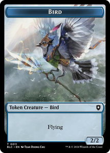 Bird (0011) // Fish Double-Sided Token - Commander: Bloomburrow (BLC) #11 // 7 - Token Magic: The Gathering Trading Card