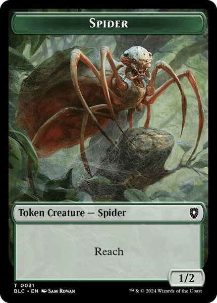 Spider // Blood Double-Sided Token trading card from Commander: Bloomburrow Spider // Blood Double-Sided Token - Commander: Bloomburrow Magic: The Gathering trading card