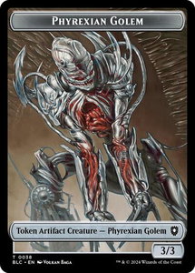 Phyrexian Golem // Faerie Double-Sided Token - Commander: Bloomburrow (BLC) #38 // 12 - Token Magic: The Gathering Trading Card