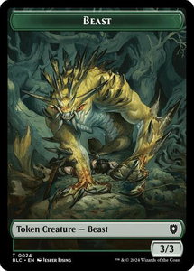 Beast (0024) // Treasure Double-Sided Token - Commander: Bloomburrow (BLC) #24 // 29 - Token Magic: The Gathering Trading Card
