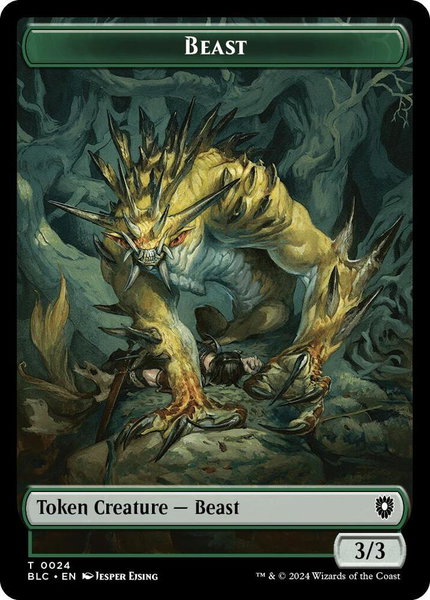 Beast (0024) // Treasure Double-Sided Token trading card from Commander: Bloomburrow Beast (0024) // Treasure Double-Sided Token - Commander: Bloomburrow Magic: The Gathering trading card
