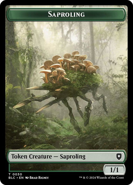Saproling // Treasure Double-Sided Token trading card from Commander: Bloomburrow Saproling // Treasure Double-Sided Token - Commander: Bloomburrow Magic: The Gathering trading card