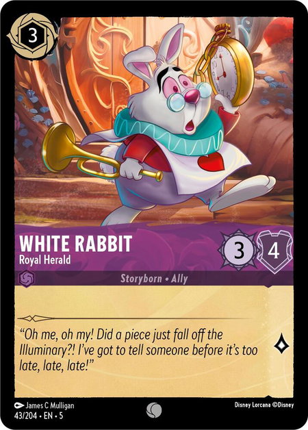 White Rabbit - Royal Herald - Shimmering Skies Disney Lorcana trading card