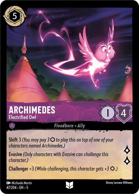 Archimedes - Electrified Owl - Shimmering Skies Disney Lorcana trading card