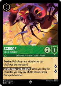 Scroop - Odious Mutineer - Shimmering Skies (5) #82/204 - Super Rare Disney Lorcana Trading Card