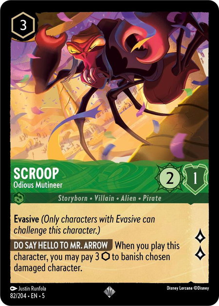 Scroop - Odious Mutineer - Shimmering Skies Disney Lorcana trading card