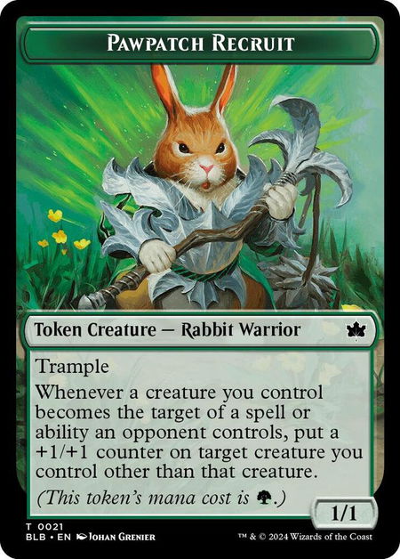 Pawpatch Recruit Token trading card from Bloomburrow Pawpatch Recruit Token - Bloomburrow Magic: The Gathering trading card