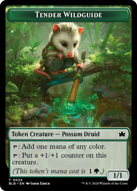 Tender Wildguide Token trading card from Bloomburrow Tender Wildguide Token - Bloomburrow Magic: The Gathering trading card
