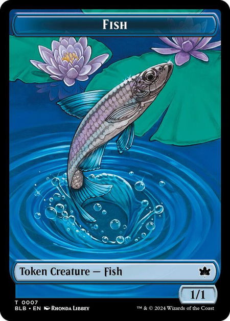 Fish // Tender Wildguide Double-Sided Token - Bloomburrow Magic: The Gathering trading card