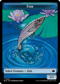 Fish // Warren Warleader Double-Sided Token - Bloomburrow (BLB) #7 // 5 - Token Magic: The Gathering Trading Card