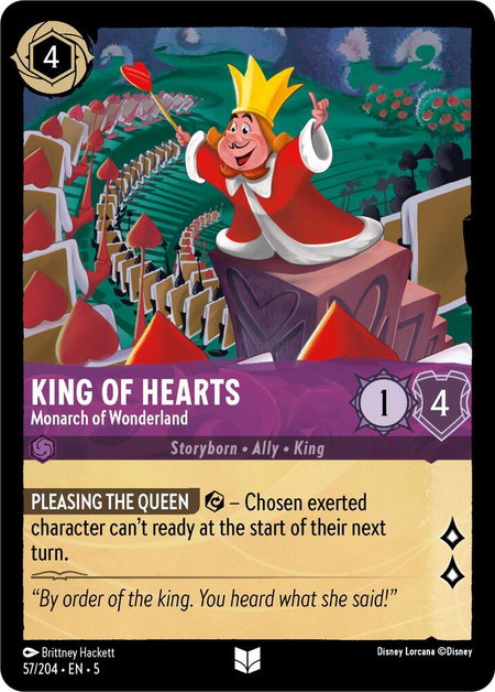King of Hearts - Monarch of Wonderland - Shimmering Skies Disney Lorcana trading card