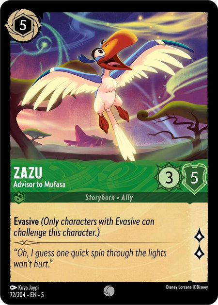 Zazu - Advisor to Mufasa - Shimmering Skies Disney Lorcana trading card