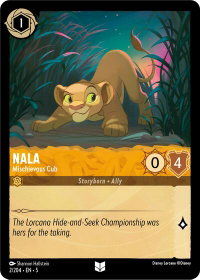 Nala - Mischievous Cub - Shimmering Skies (5) #2/204 - Uncommon Disney Lorcana Trading Card