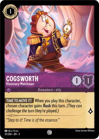 Cogsworth - Illuminary Watchman - Shimmering Skies (5) #37/204 - Common Disney Lorcana Trading Card