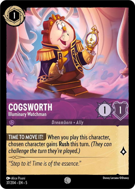 Cogsworth - Illuminary Watchman - Shimmering Skies Disney Lorcana trading card