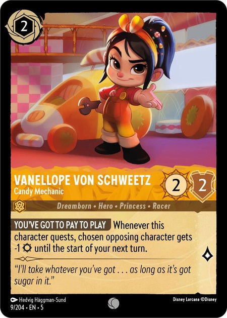 Vanellope von Schweetz - Candy Mechanic - Shimmering Skies Disney Lorcana trading card