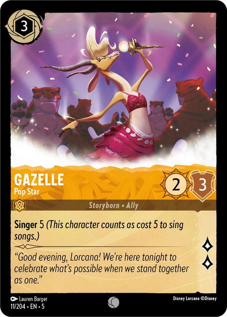 Gazelle - Pop Star - Shimmering Skies Disney Lorcana trading card
