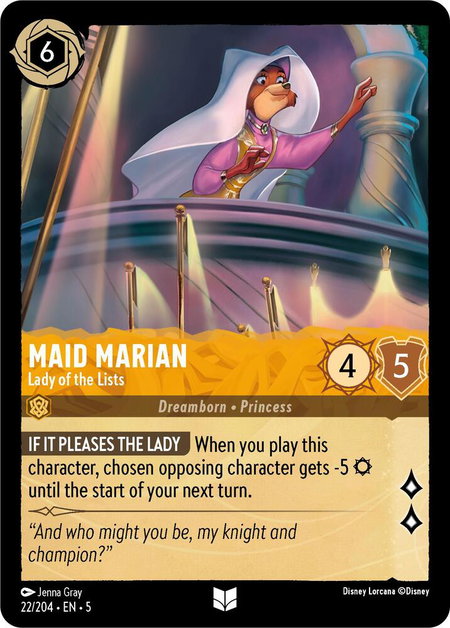 Maid Marian - Lady of the Lists - Shimmering Skies Disney Lorcana trading card