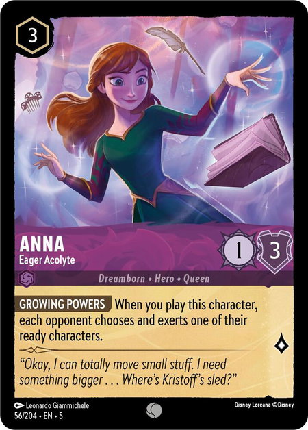 Anna - Eager Acolyte - Shimmering Skies Disney Lorcana trading card