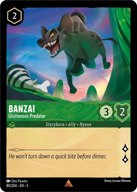 Banzai - Gluttonous Predator - Shimmering Skies Disney Lorcana trading card