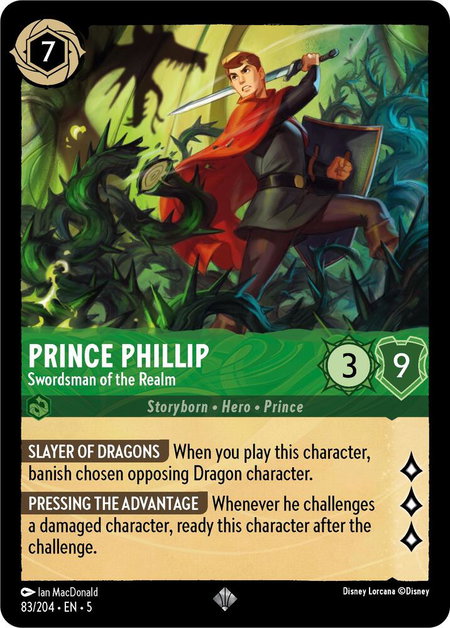 Prince Phillip - Swordsman of the Realm - Shimmering Skies Disney Lorcana trading card