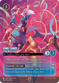 King Candy - Sweet Abomination (Enchanted) - Shimmering Skies (5) #218/204 - Enchanted Disney Lorcana Trading Card