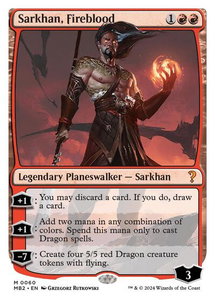 Sarkhan, Fireblood (White Border) - Mystery Booster 2 (MB2) #60 - Mythic Rare Magic: The Gathering Trading Card