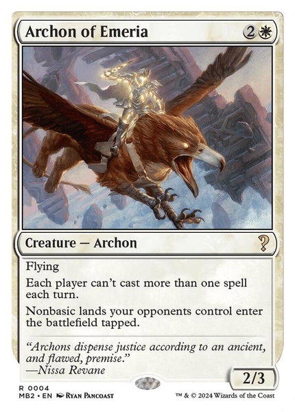 Archon of Emeria (White Border) trading card from Mystery Booster 2 Archon of Emeria (White Border) - Mystery Booster 2 Magic: The Gathering trading card