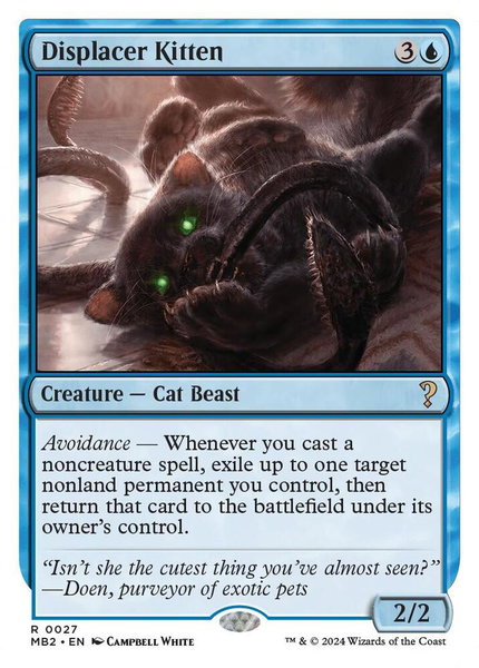 Displacer Kitten (White Border) trading card from Mystery Booster 2 Displacer Kitten (White Border) - Mystery Booster 2 Magic: The Gathering trading card
