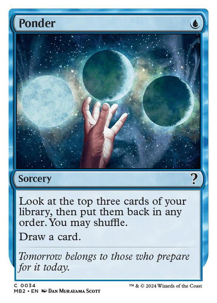 Ponder (White Border) - Mystery Booster 2 Magic: The Gathering trading card