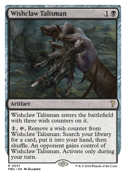 Wishclaw Talisman (White Border) trading card from Mystery Booster 2 Wishclaw Talisman (White Border) - Mystery Booster 2 Magic: The Gathering trading card