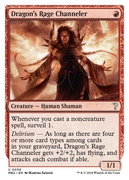 Dragon's Rage Channeler (White Border) trading card from Mystery Booster 2 Dragon's Rage Channeler (White Border) - Mystery Booster 2 Magic: The Gathering trading card