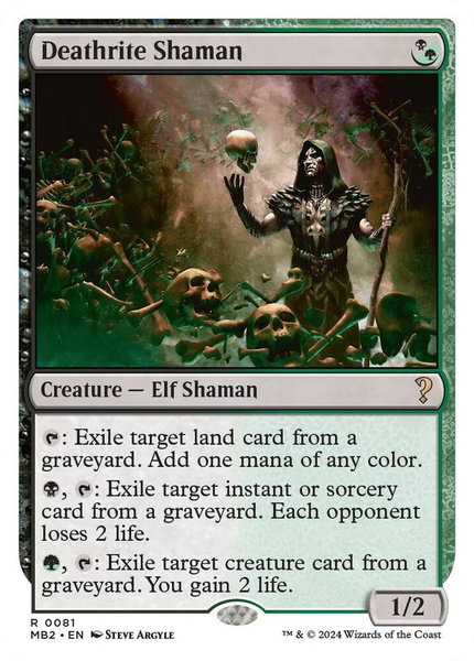 Deathrite Shaman (White Border) trading card from Mystery Booster 2 Deathrite Shaman (White Border) - Mystery Booster 2 Magic: The Gathering trading card