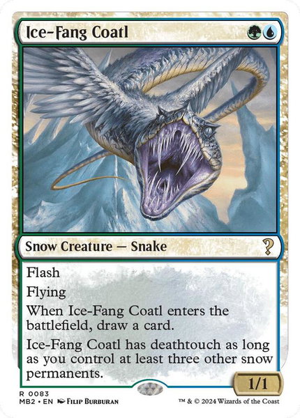 Ice-Fang Coatl (White Border) trading card from Mystery Booster 2 Ice-Fang Coatl (White Border) - Mystery Booster 2 Magic: The Gathering trading card