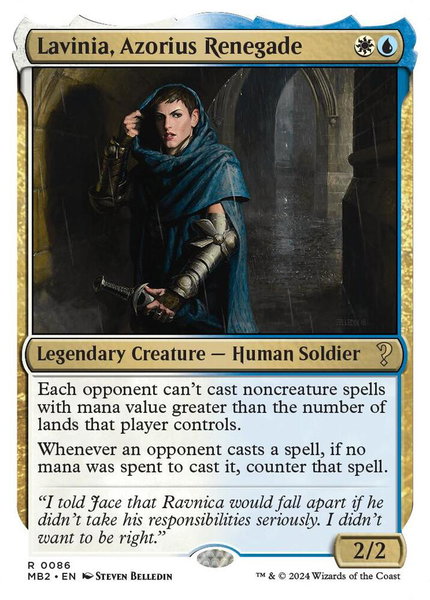Lavinia, Azorius Renegade (White Border) trading card from Mystery Booster 2 Lavinia, Azorius Renegade (White Border) - Mystery Booster 2 Magic: The Gathering trading card