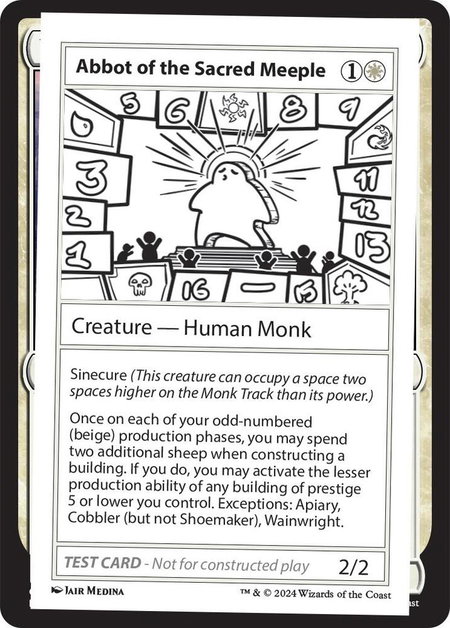 Abbot of the Sacred Meeple - Mystery Booster 2 Playtest Cards Magic: The Gathering trading card
