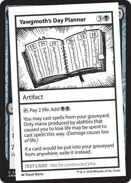 Yawgmoth's Day Planner - Mystery Booster 2 Playtest Cards Magic: The Gathering trading card