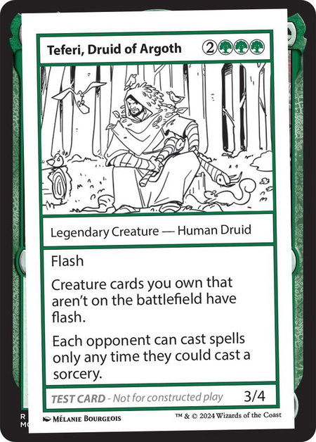 Teferi, Druid of Argoth trading card from Mystery Booster 2 Playtest Cards Teferi, Druid of Argoth - Mystery Booster 2 Playtest Cards Magic: The Gathering trading card