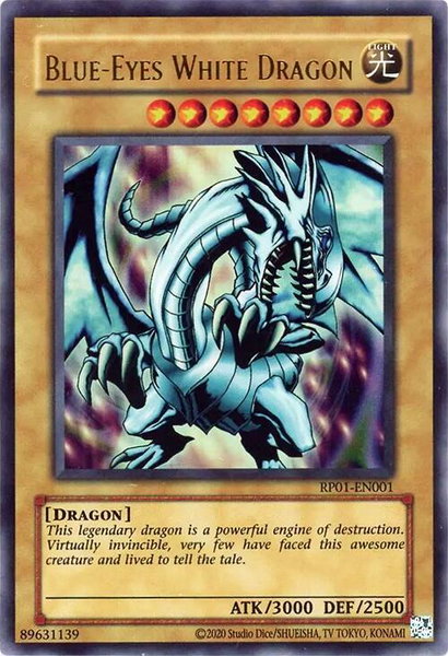 Blue-Eyes White Dragon trading card from Retro Pack (2020 Date Reprint) Blue-Eyes White Dragon - Retro Pack (2020 Date Reprint) YuGiOh trading card