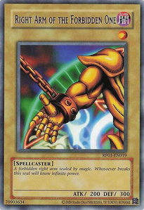 Right Arm of the Forbidden One - Retro Pack (2020 Date Reprint) (RP01) #RP01-EN019 - Rare YuGiOh Trading Card