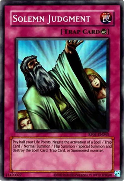 Solemn Judgment trading card from Retro Pack (2020 Date Reprint) Solemn Judgment - Retro Pack (2020 Date Reprint) YuGiOh trading card