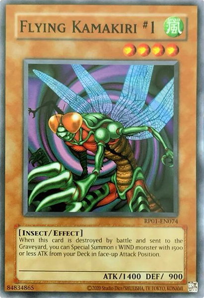 Flying Kamakiri #1 trading card from Retro Pack (2020 Date Reprint) Flying Kamakiri #1 - Retro Pack (2020 Date Reprint) YuGiOh trading card