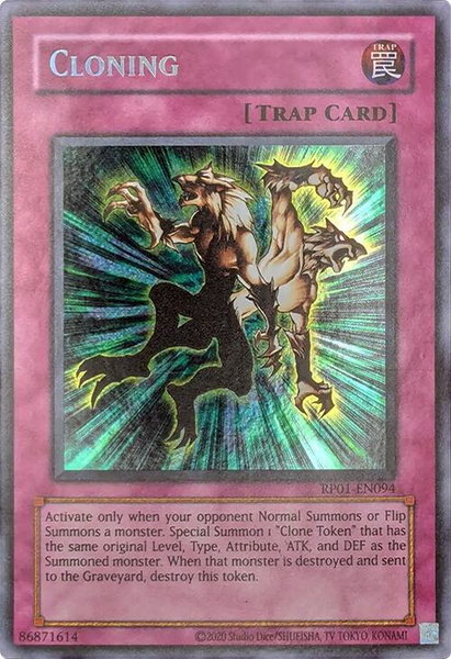 Cloning trading card from Retro Pack (2020 Date Reprint) Cloning - Retro Pack (2020 Date Reprint) YuGiOh trading card