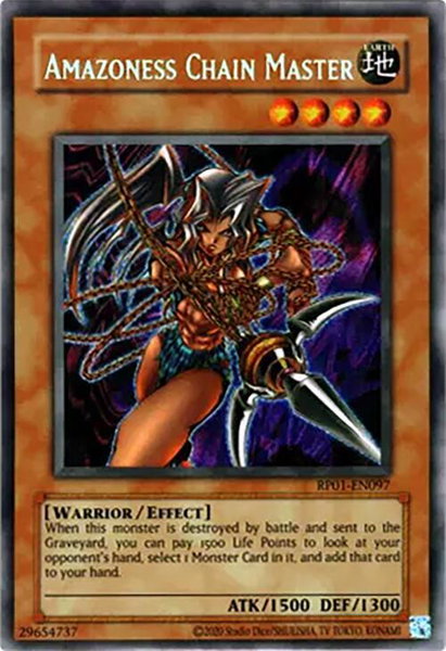 Amazoness Chain Master trading card from Retro Pack (2020 Date Reprint) Amazoness Chain Master - Retro Pack (2020 Date Reprint) YuGiOh trading card