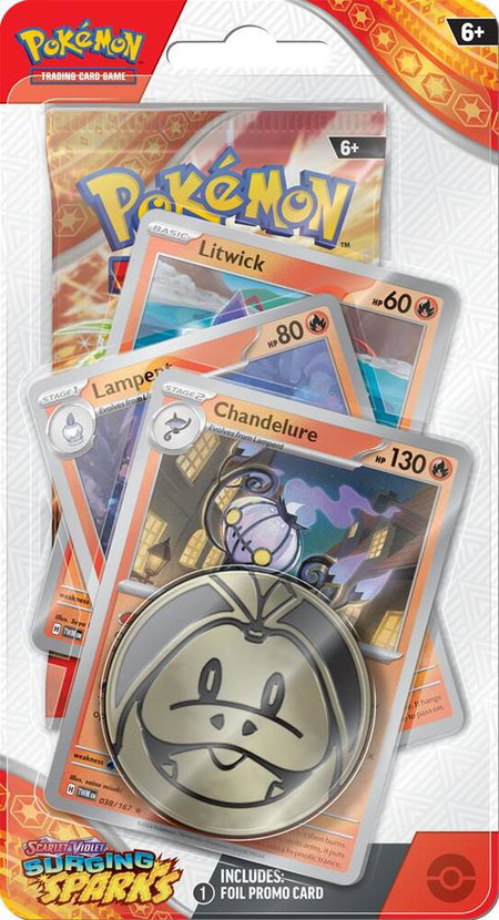 Surging Sparks Premium Checklane Blister [Chandelure] - SV08: Surging Sparks Pokémon trading card