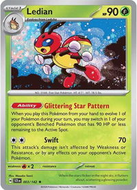 Ledian - 003/142 - SV07: Stellar Crown (SCR) #003/142 - Rare Pokémon Trading Card