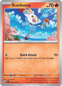 Scorbunny - SV07: Stellar Crown (SCR) #026/142 - Common Pokémon Trading Card